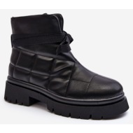  women`s ankle boots with stitching and lacing black bizzanti