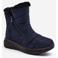  women`s zippered snow boots with fur, dark blue zeuna