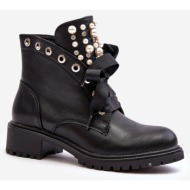  embellished women`s boots with zipper black elonte