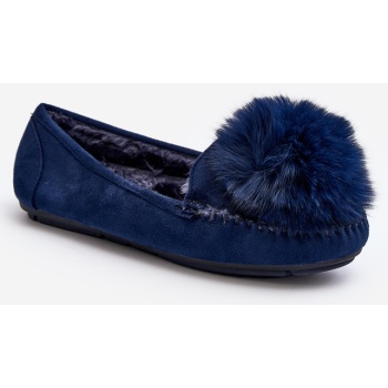 women`s loafers with fur blue novas σε προσφορά