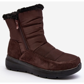 women`s snow boots with fur brown σε προσφορά