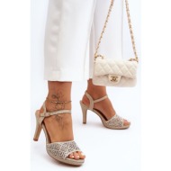  embellished d&a gold high-heeled sandals