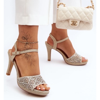 embellished d&a gold high-heeled sandals σε προσφορά