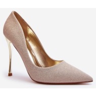  gold glittering tiberon high heels