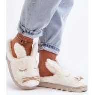  women`s fur slippers with bunny, white dolcevia