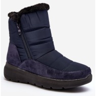  women`s snow boots with fur, navy blue primose