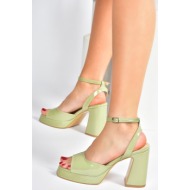  fox shoes green patent leather thick platform heels women`s shoes