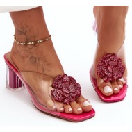  transparent high-heeled flip-flops with fuchsia decoration s.barski
