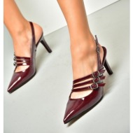  fox shoes burgundy patent leather thin heeled women`s shoes