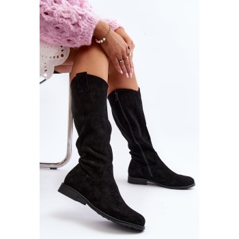 women`s openwork barski boots, black σε προσφορά