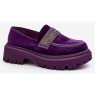 women`s velour loafers with embellishment, purple wendreda