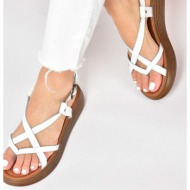  fox shoes white genuine leather women`s flip-flops sandals