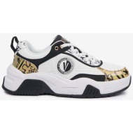  versace jeans couture black and white men`s sneakers with leather details versace jeans coutur - men