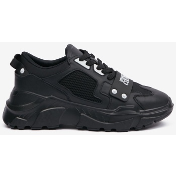 men`s black leather sneakers versace
