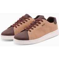  ombre men`s shoes sneakers with combined materials - brown