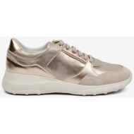  women`s sneakers in gold color with suede details geox alleniee - women`s