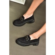  fox shoes p6520342002 women`s black suede thick soled casual shoes