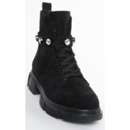  fox shoes black suede women`s daily boots with stones