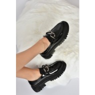  fox shoes women`s black patent leather thick soled casual shoes