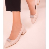  soho beige women`s classic heeled shoes 18363