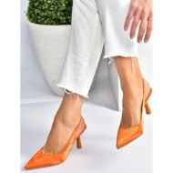  fox shoes women`s orange satin fabric heeled shoes