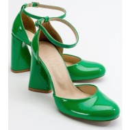  luvishoes oslo green patent leather women`s heeled shoes