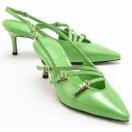  luvishoes magra women`s green patent leather heeled shoes