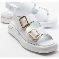  luvishoes furis women`s white skin genuine leather sandals