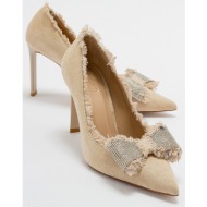  luvishoes vegas women`s beige suede heeled shoes