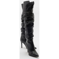  luvishoes polina black skin women`s heeled boots