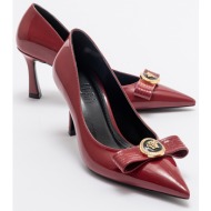  luvishoes livenza women`s burgundy patent leather heeled shoes
