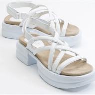 luvishoes senza women`s white skin genuine leather sandals