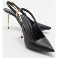  luvishoes labi̇n women`s black skin buckle high heeled shoes