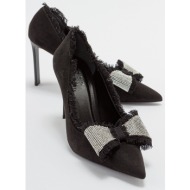  luvishoes vegas women`s black suede heeled shoes