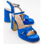  luvishoes lello royal blue satin women`s heeled shoes