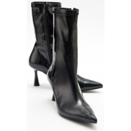  luvishoes spezia women`s black patent leather heeled boots