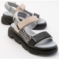  luvishoes tedy women`s black gray patterned sandals
