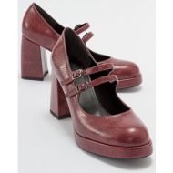  luvishoes oreas women`s claret red pattern heeled shoes