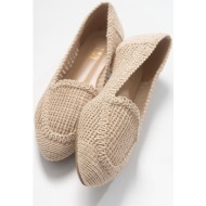  luvishoes women`s cream knitted flat shoes