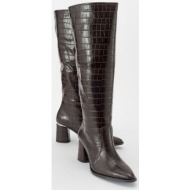  luvishoes belis coffee print women`s heeled boots