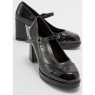  luvishoes paeis black patent leather women`s heeled shoes.
