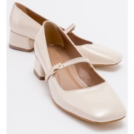  luvishoes joff beige patent leather women`s heeled shoes