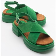  luvishoes most women`s green suede genuine leather sandals
