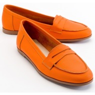  luvishoes f02 orange skin genuine leather women`s flats