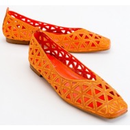  luvishoes bonne women`s orange flat shoes