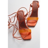 luvishoes women`s orange skinny heel sandals