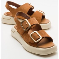  luvishoes furis women`s sandals with tan and suede genuine leather.
