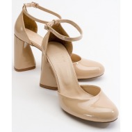  luvishoes oslo beige patent leather women`s heeled shoes