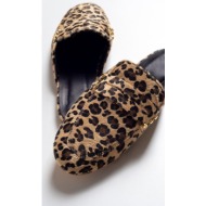  luvishoes women`s brown genuine leather leopard slippers