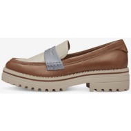  women`s brown-beige leather loafers tamaris - women